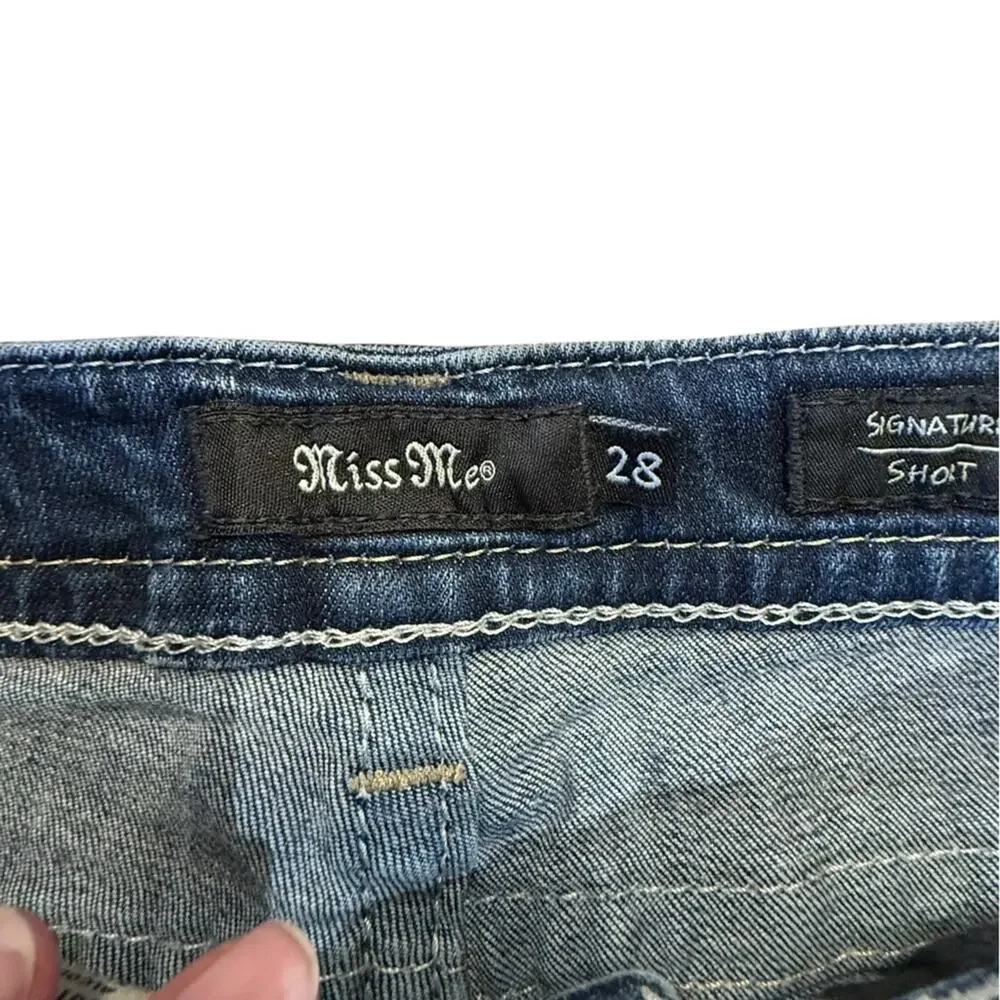 Miss Me Womens Size 28 Signature  Blue Denim Cut Off Shorts
